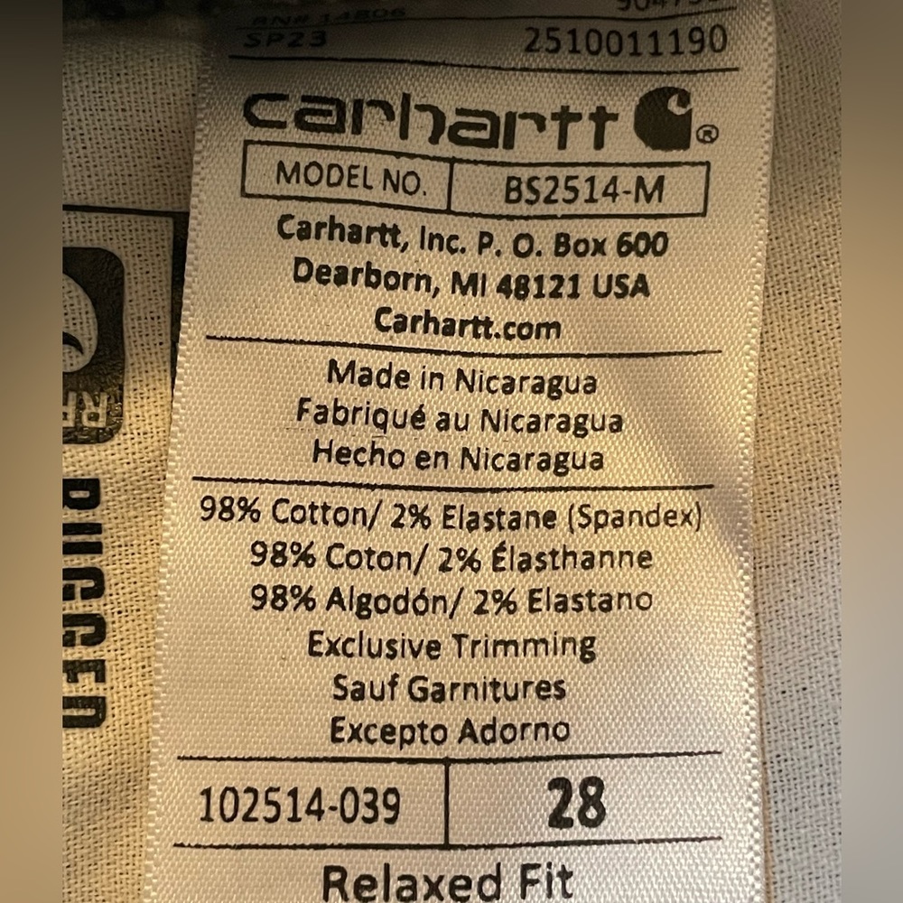 NWOT Carhartt Rugged Flex Relaxed Fit Mid-Rise 9” Canvas Work Shorts - Picture 8 of 9